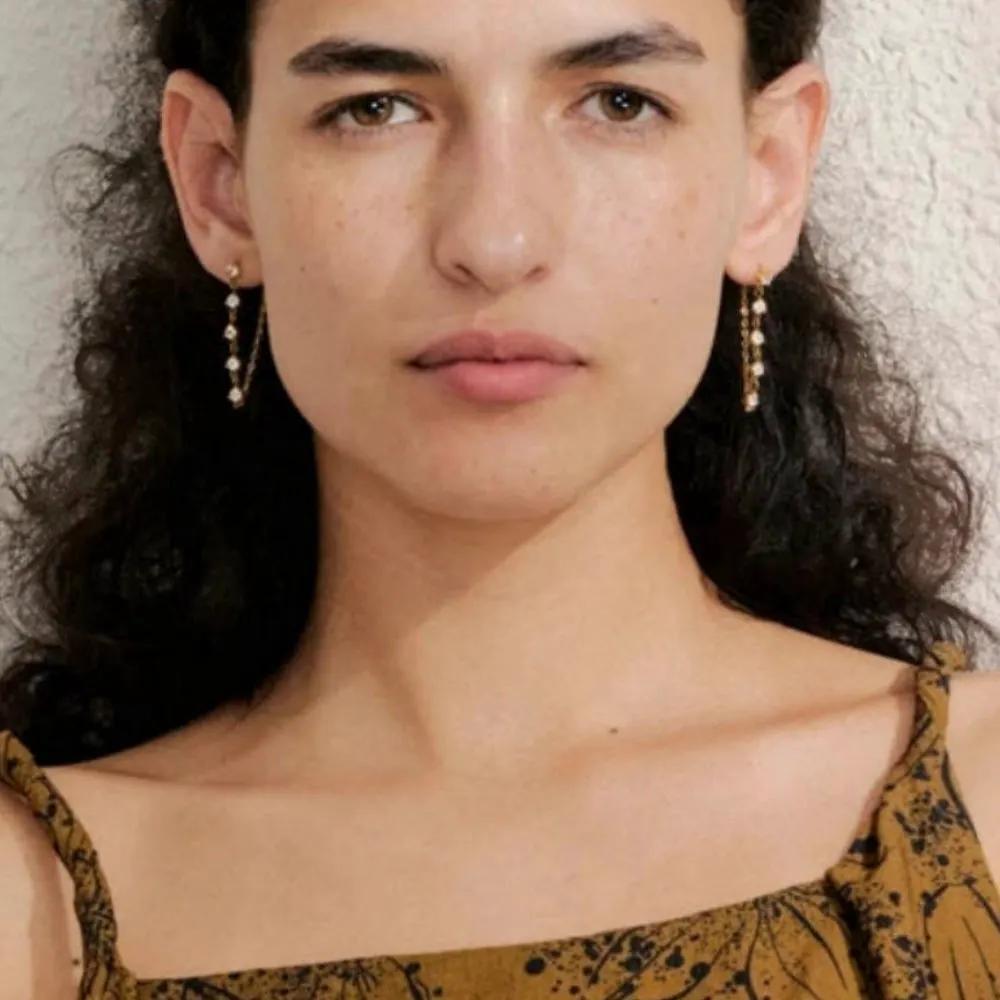 Cubic Zirconia Chain Drop 18K Gold PVD Plated Stainless Steel Earrings by Poised Me Jewelry Studio