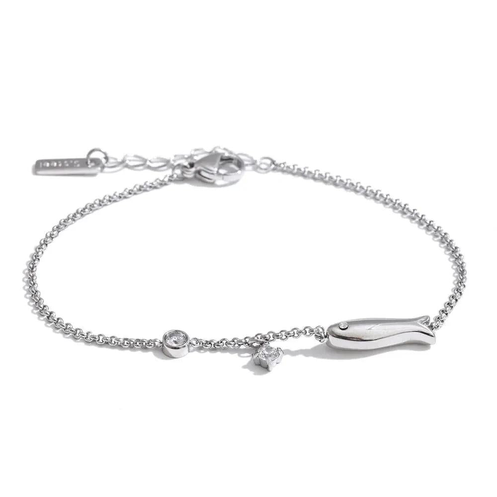 Minimalist Fish Chain Zirconia Bracelet Waterproof PVD Plated Stainless Steel by Poised Me Jewelry Studio