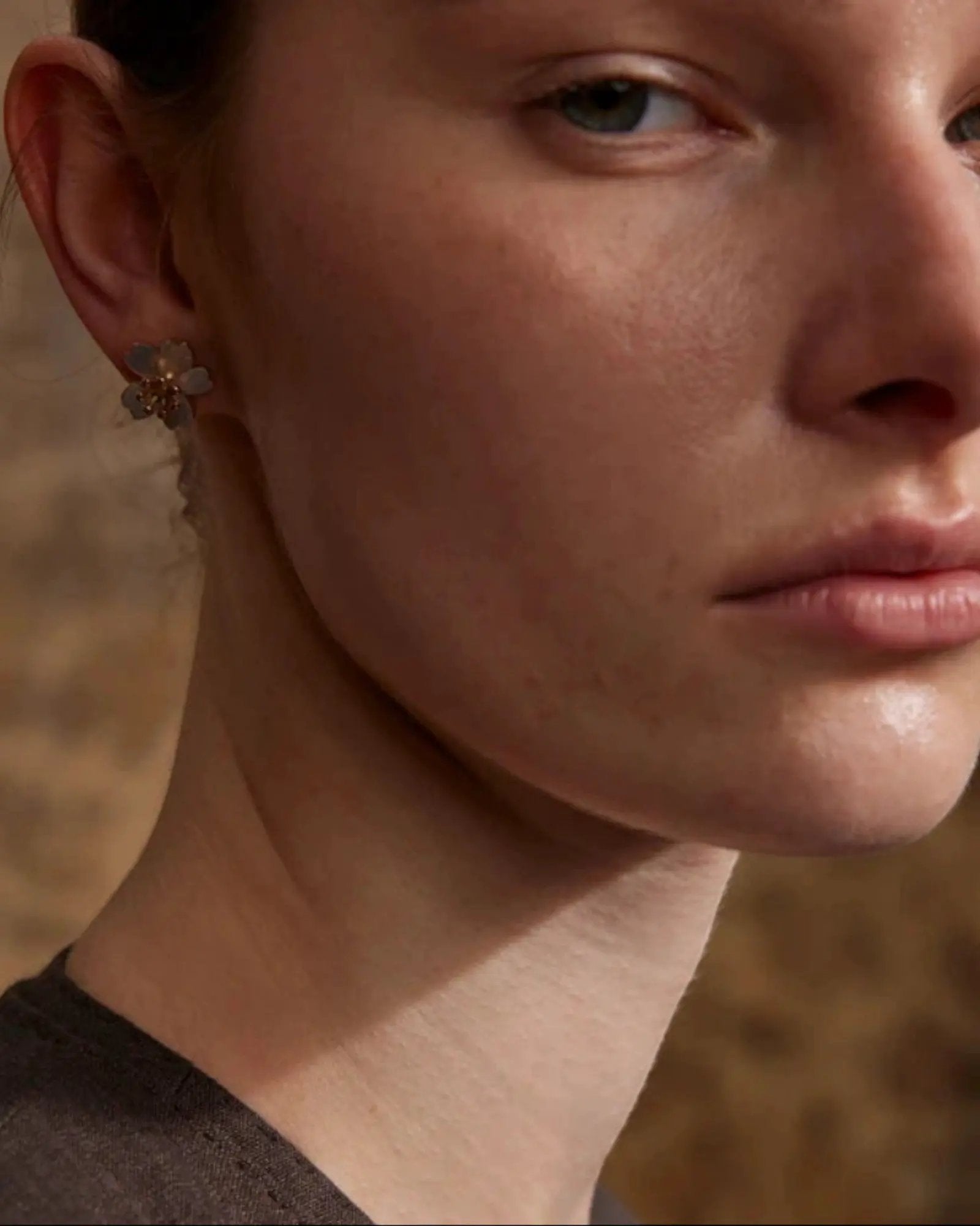 Golden Shell Flower Stud Earrings For Women Stainless Steel Hypoallergenic by Poised Me Jewelry Studio