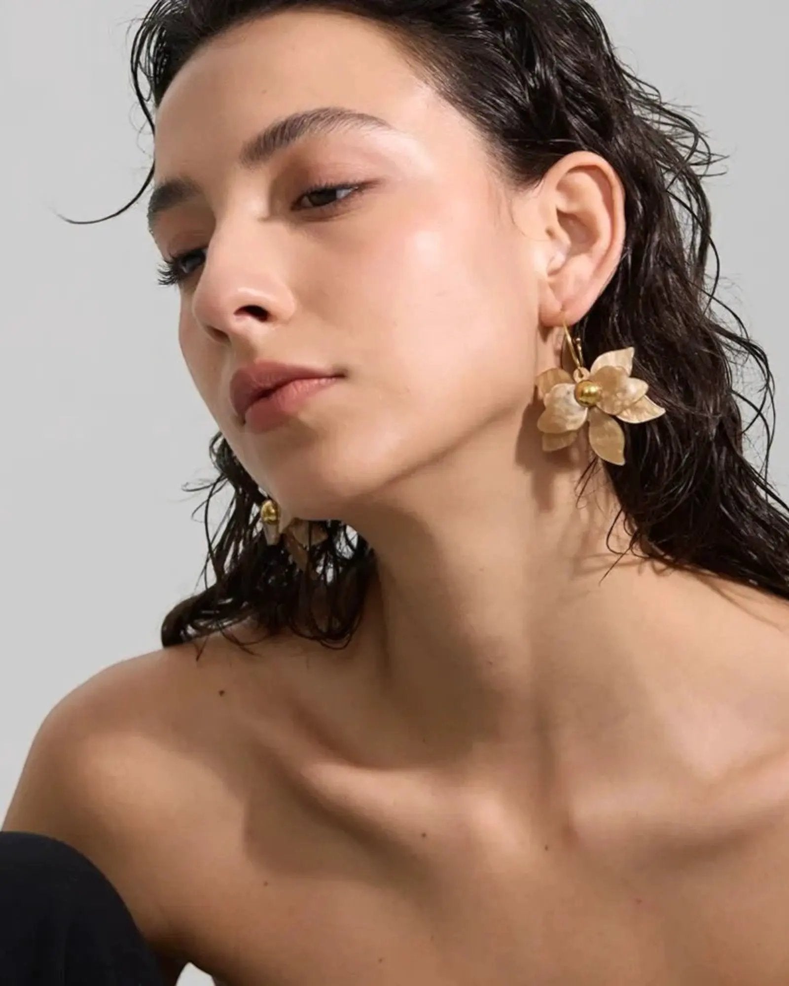 Multicolor Acrylic Flower Petal Drop 18k PVD Plated Stainless Steel Earrings Hooks by Poised Me Jewelry Studio