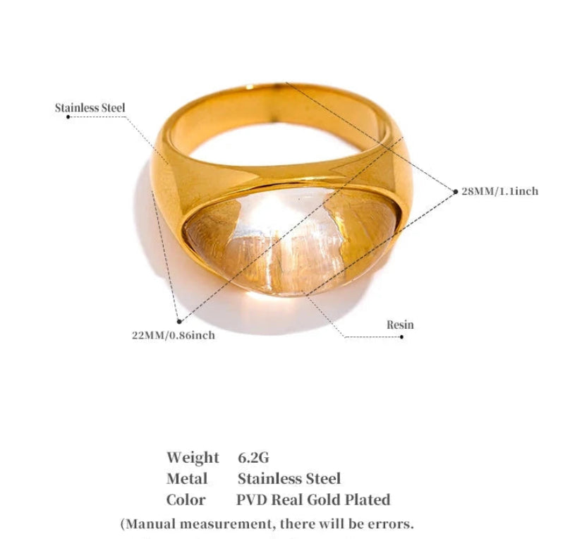 Creative Resin 316L Stainless Steel Geometric Cast Fashion Mysterious Ring Charm High Quality Jewelry Bijoux Women Gift by PoisedMe