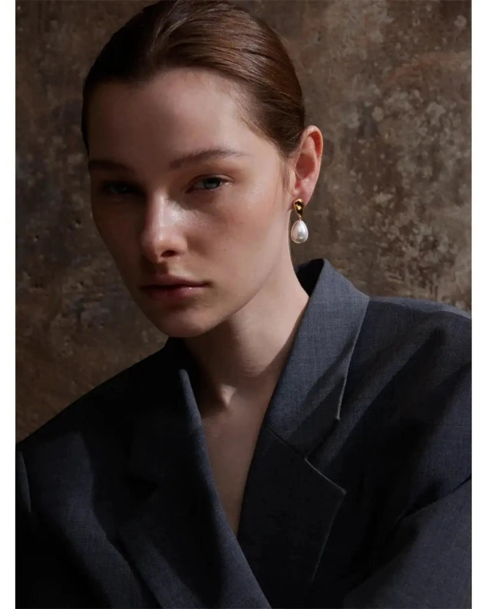 Geometric Drop Simulated Pearl Earrings Gold Tone 18K Gold PVD Plated Stainless Steel by Poised Me Jewelry Studio