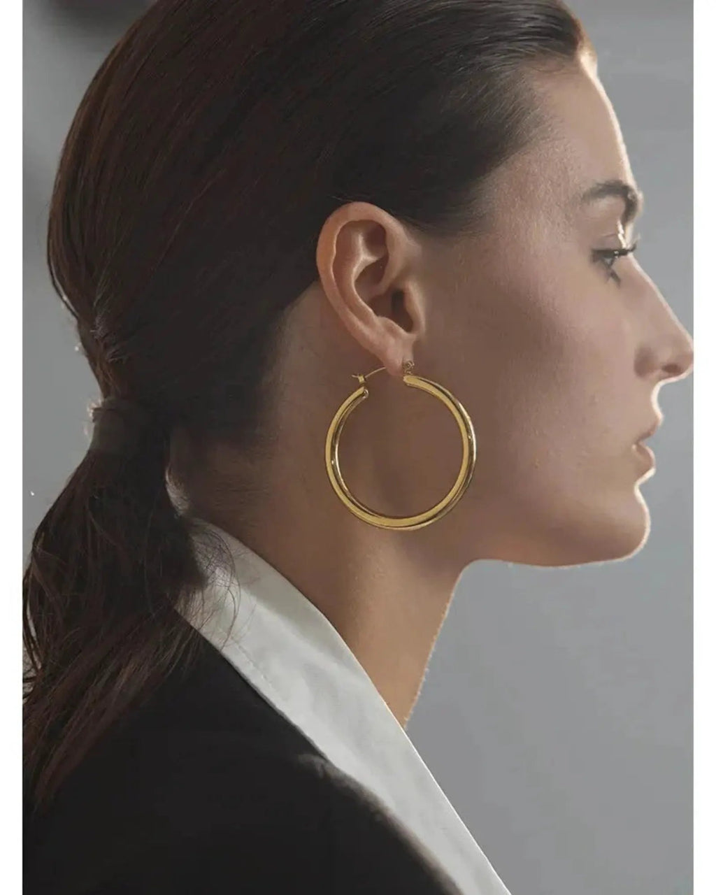 Large Hollow Hoop Earrings Hypoallergenic 18k Gold PVD 316L Stainless Steel by Poised Me Jewelry Studio