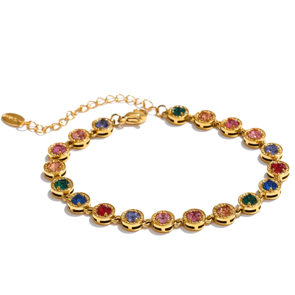 Popular Shiny Cubic Zirconia Chain Luxury Necklace Bracelet Bangle Gold Color Platinum Plated Temperament Jewelry New by PoisedMe
