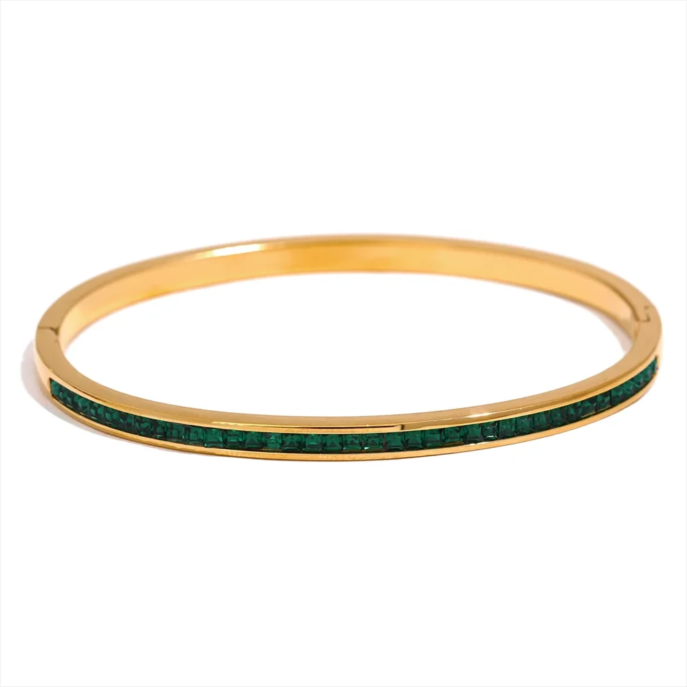 Two Shape Round Square Colorful Cubic Zirconia Stainless Steel Bracelet by PoisedMe