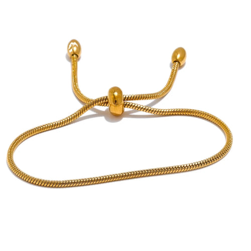 Adjustable Snake Chain Bracelet – 18K Gold or Platinum Plated Stainless Steel | Minimalist Waterproof Jewelry Gift for Women by Poised Me Jewelry Studio Inc. 