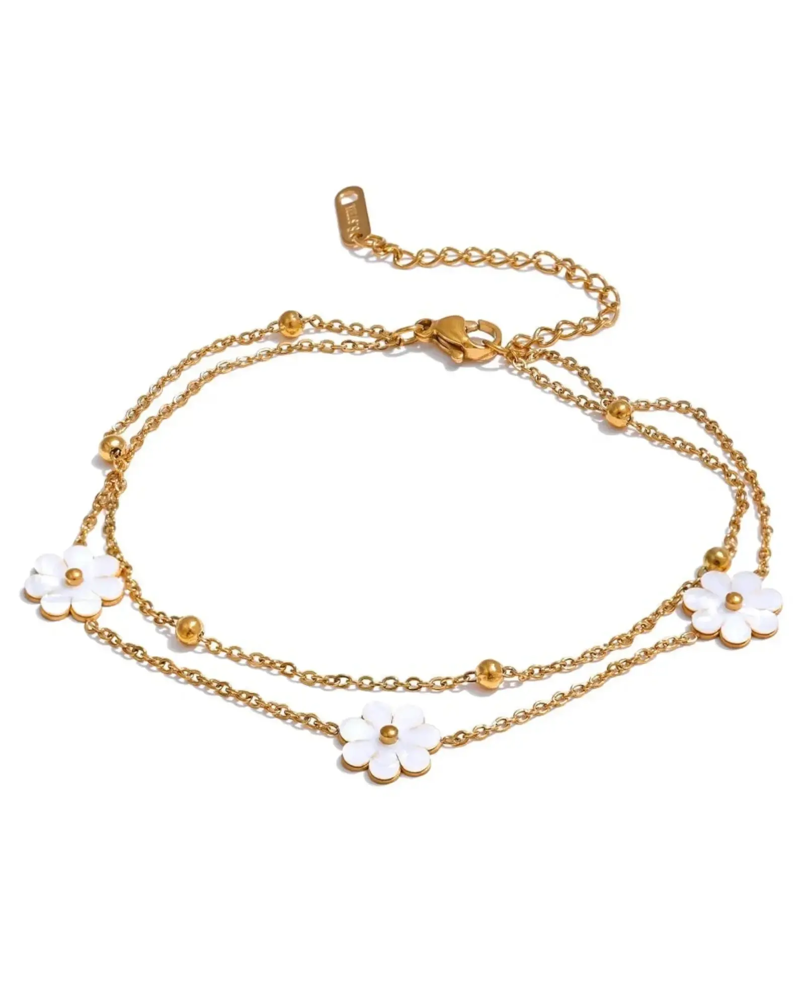 Summer Shell Flower Double Layer Plant Charm Necklace Anklet For Women Jewelry by Poised Me Jewelry Studio