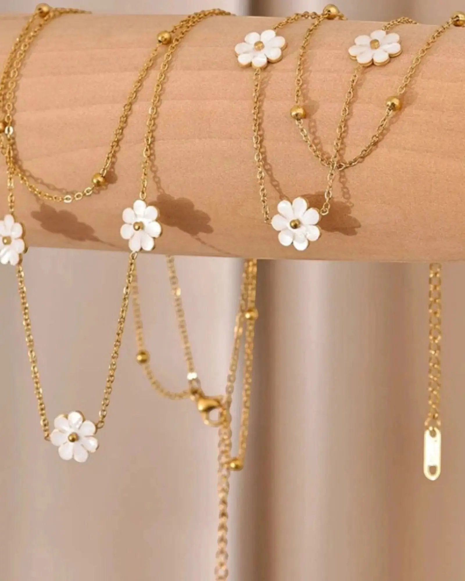 Summer Shell Flower Double Layer Plant Charm Necklace Anklet For Women Jewelry by Poised Me Jewelry Studio