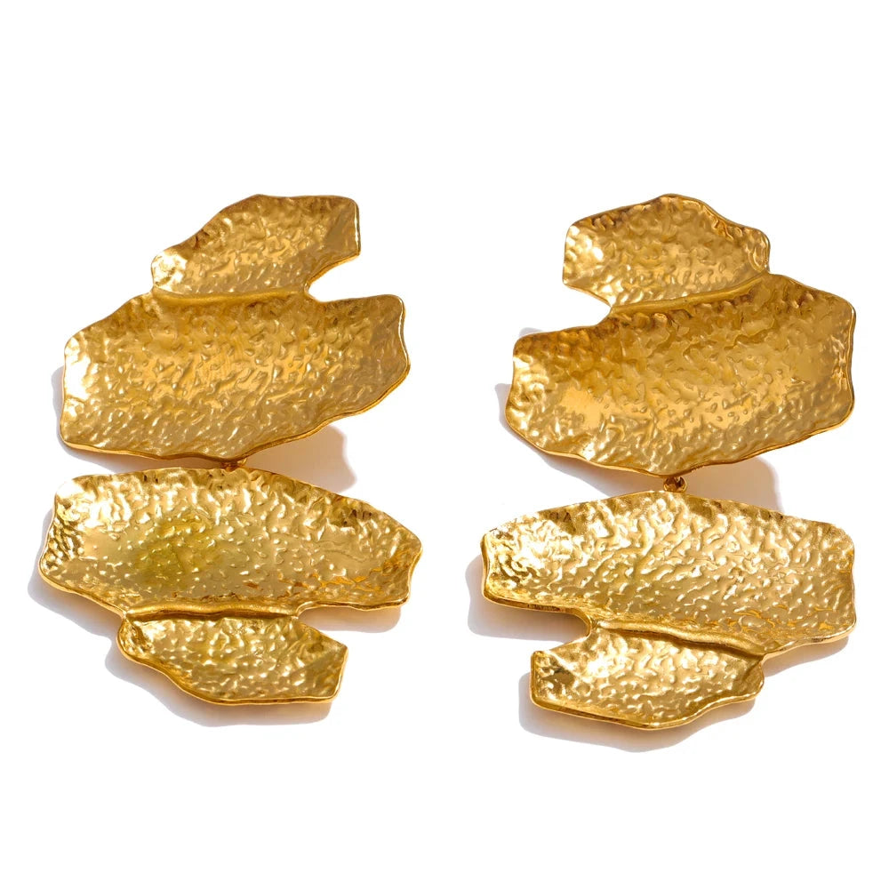 18K Gold Hammered Geometric Earrings – Modern Statement Jewelry by PoisedMe