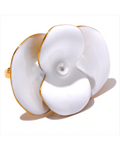 White Enamel Flower Ring Adjustable Stainless Steel Waterproof Jewelry for Women by Poised Me Jewelry Studio