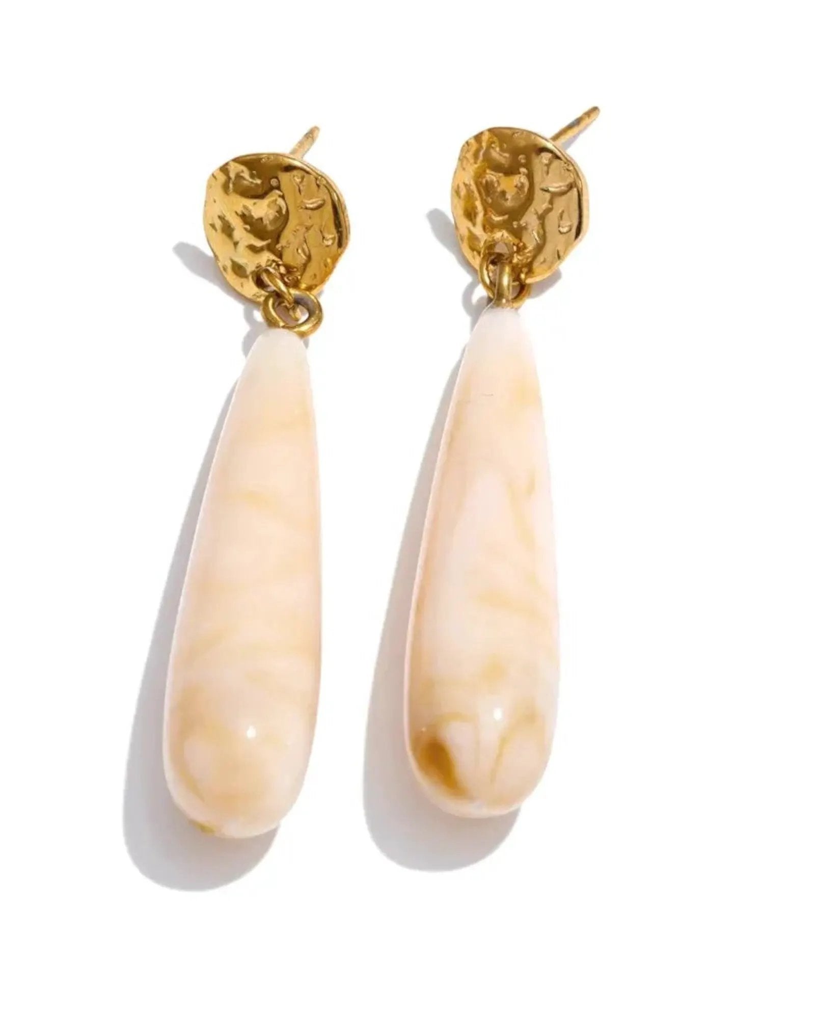 Teardrop Acrylic Resin Dangle 18K Gold PVD Plated Stainless Steel Earrings For Women by Poised Me Jewelry Studio