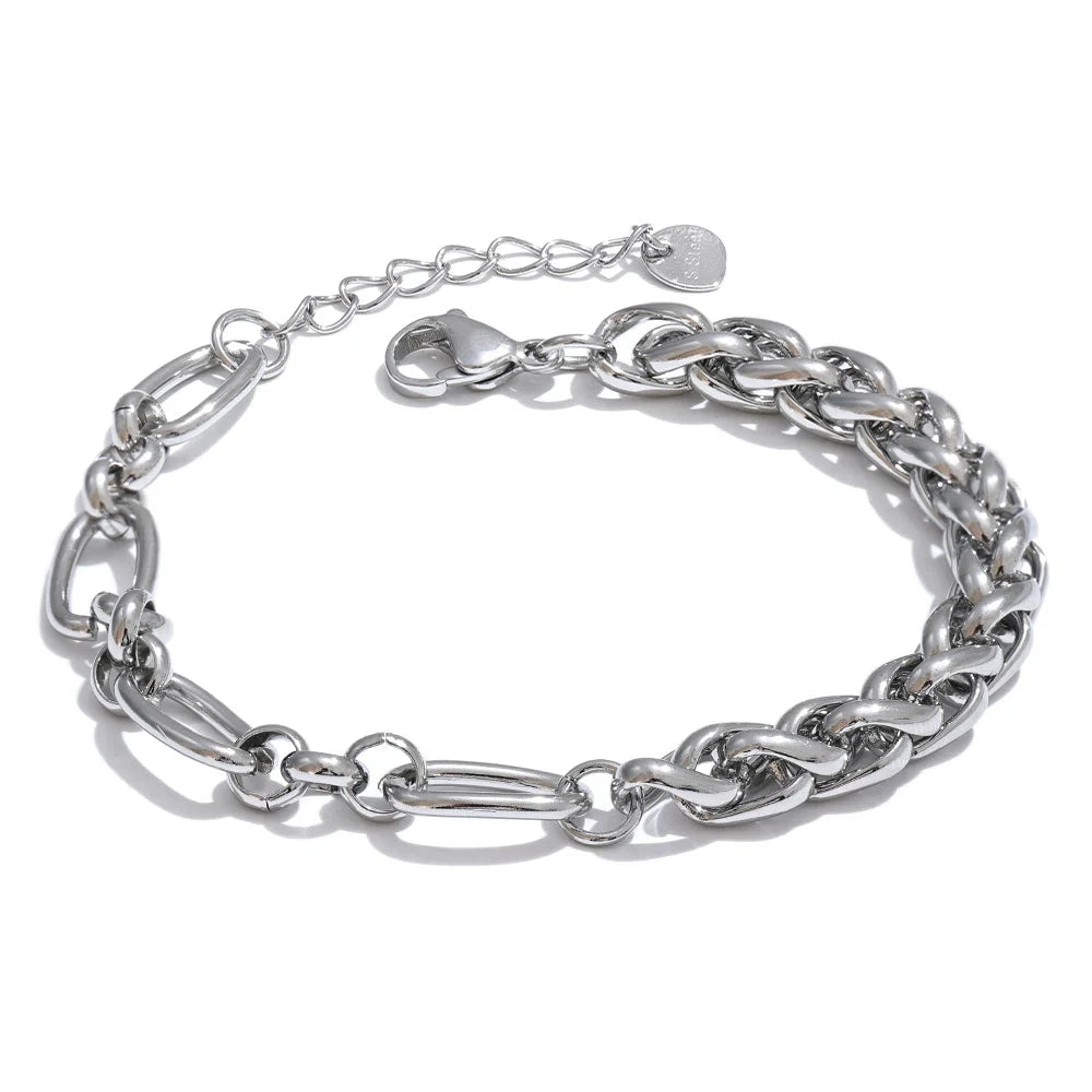 Fashion Stainless Steel Metal Chain Statement Bracelet Bangle 18K Gold Waterproof Plated Jewelry Bijoux Femme by PoisedMe