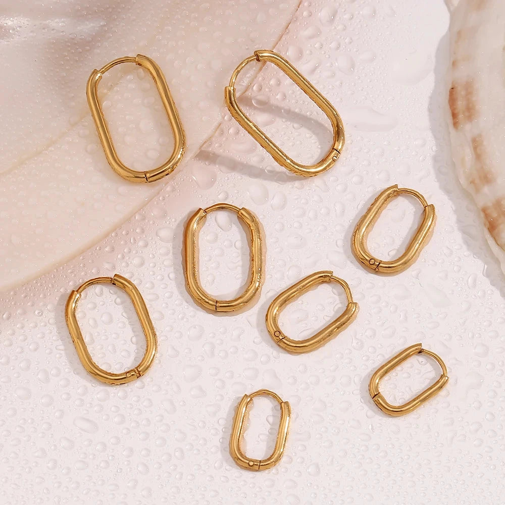 18K Gold U-Shape Hoop Earrings – Classic Waterproof Stainless Steel Hoops by PoisedMe