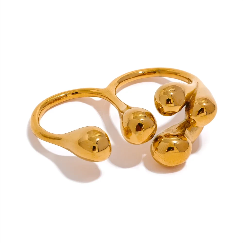 Stainless Steel Ring For Women Waterproof Gold Silver Color Texture Jewelry Gift by PoisedMe