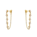 Cubic Zirconia Chain Drop 18K Gold PVD Plated Stainless Steel Earrings by Poised Me Jewelry Studio