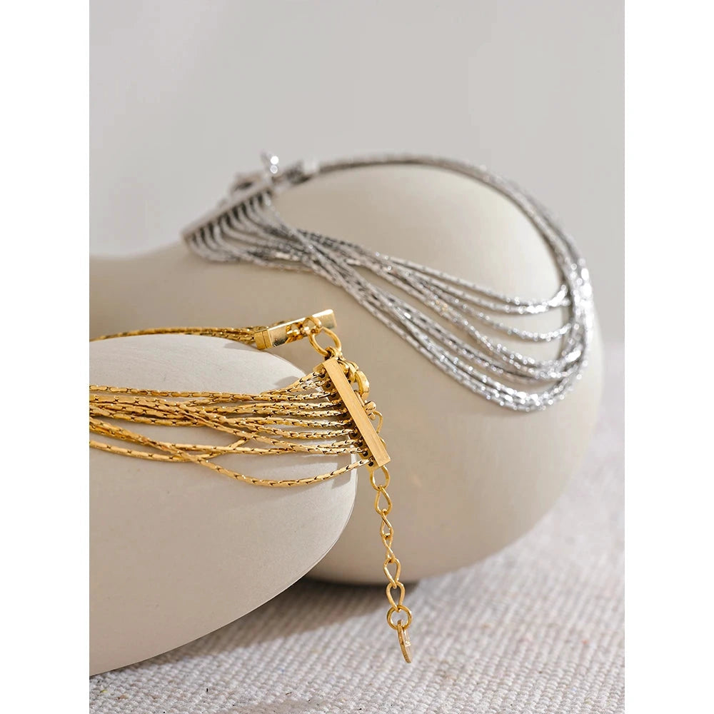 Stainless Steel Multi Layer Bracelet Bangle Jewelry Gold & Platinum PVD Plated Fashion Waterproof Exquisite Chic Chain by PoisedMe
