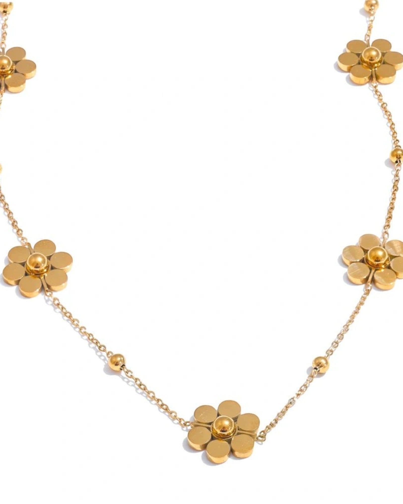 Flower Necklace 18k PVD Gold Plated Waterproof Jewelry For Women by Poised Me Jewelry Studio