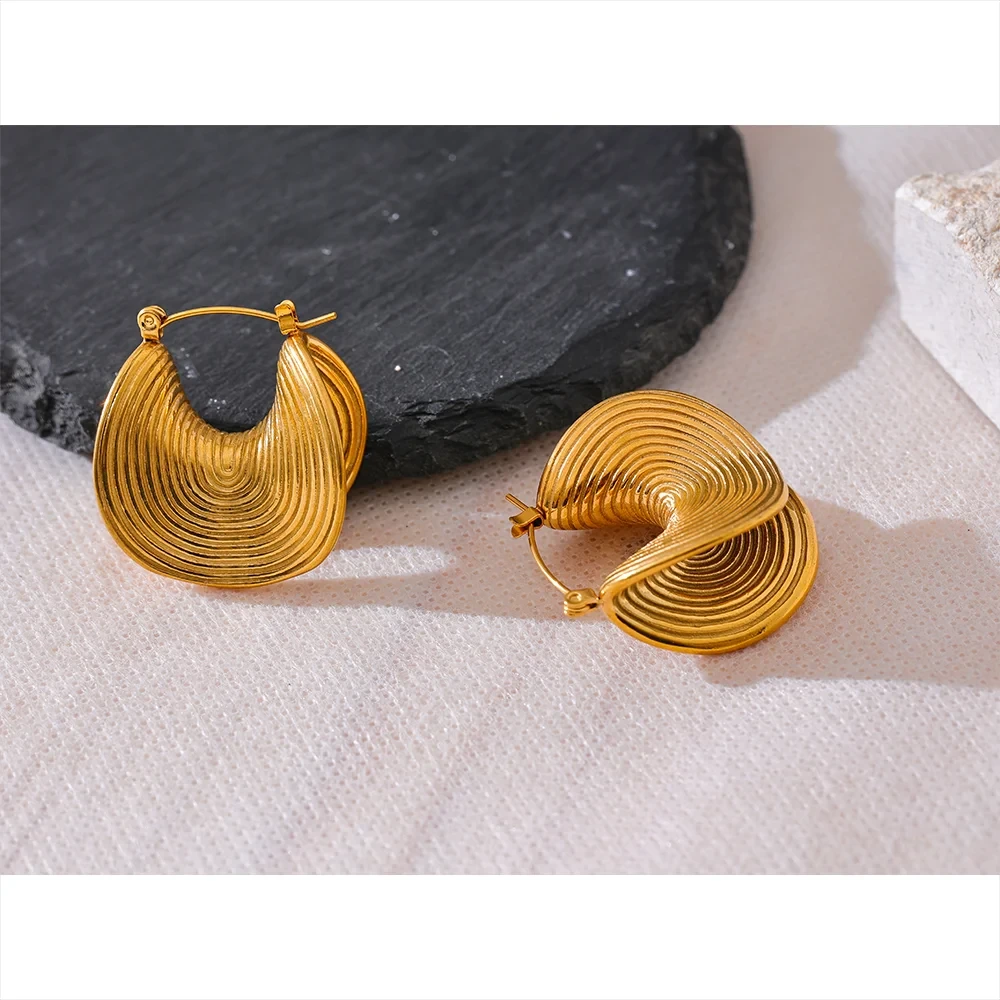 Stylish Unique Stainless Steel Geometric Statement Waterproof Earrings Creative Metal Gold Color Temperament Jewelry Women by PoisedMe