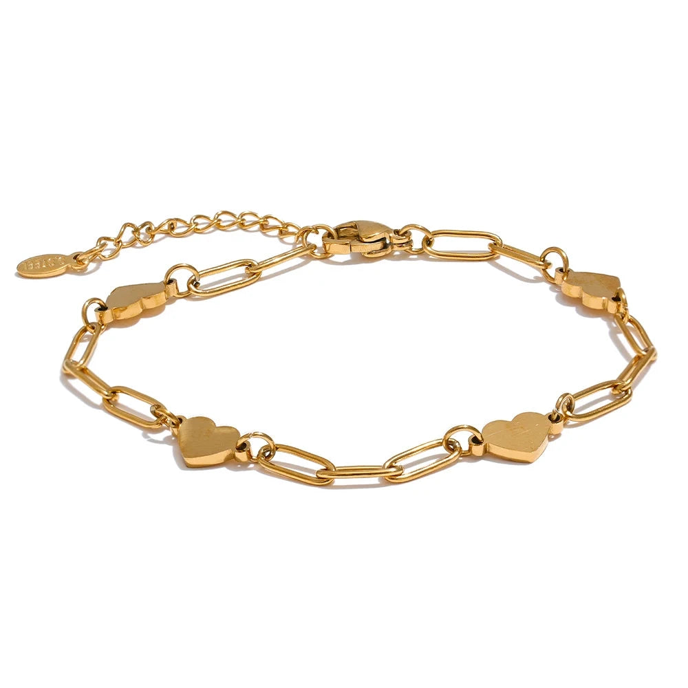 Fashion Stainless Steel Heart Handmade Chain Bracelet Bangle Waterproof Daily Charm Wrist Jewelry Bijoux Femme by PoisedMe