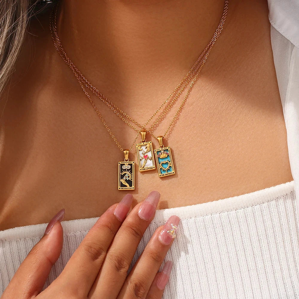 Gold Tarot Pendant Necklace | Tarnish-Free Celestial Jewelry for Women by PoisedMe