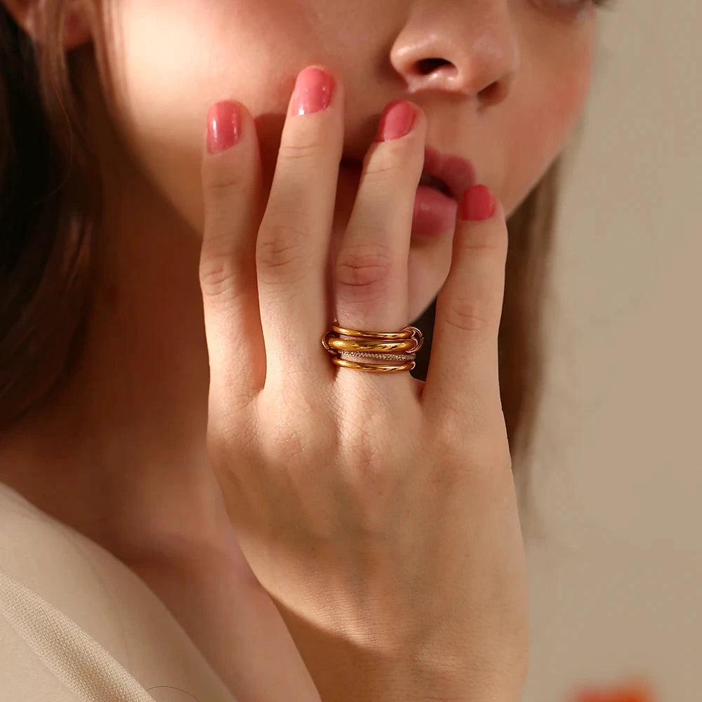 Unique Cool Three/Four Fingers Chain Shape Variable Hiphop Rings Stainless Steel Trendy Accessories Women Men Gifts by PoisedMe