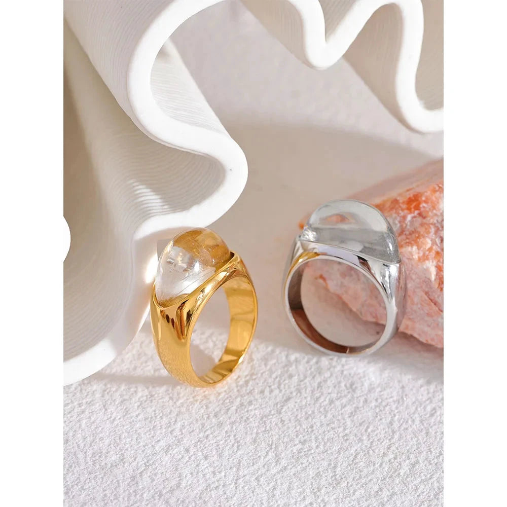 Creative Resin 316L Stainless Steel Geometric Cast Fashion Mysterious Ring Charm High Quality Jewelry Bijoux Women Gift by PoisedMe
