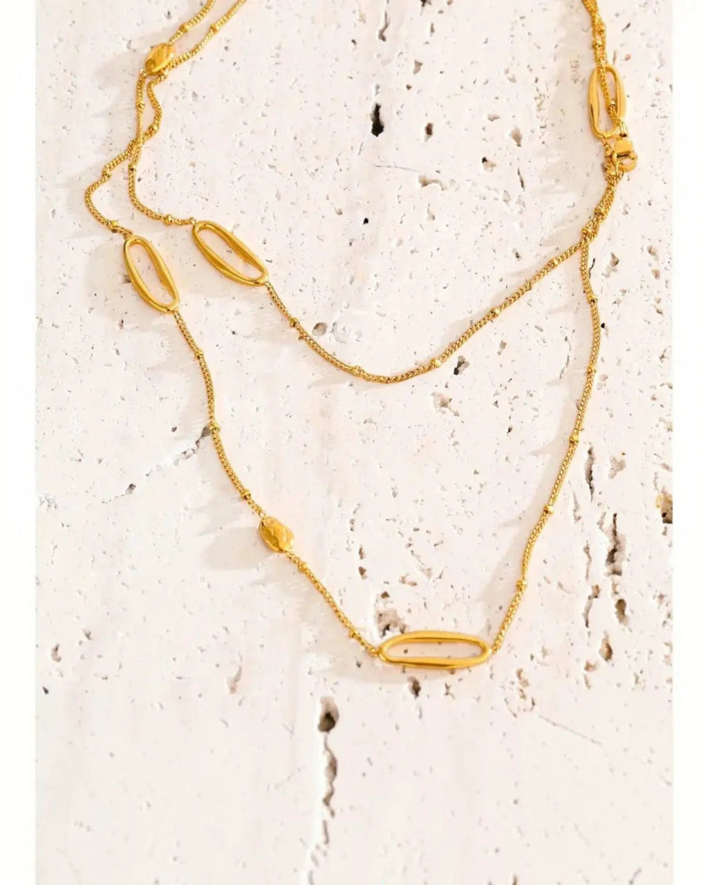 Oval Sweater Chain Long 18K Gold PVD Plated Stainless Steel Necklace 88cm by Poised Me Jewelry Studio