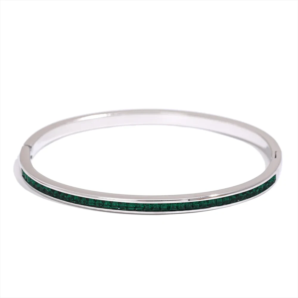 Two Shape Round Square Colorful Cubic Zirconia Stainless Steel Bracelet by PoisedMe