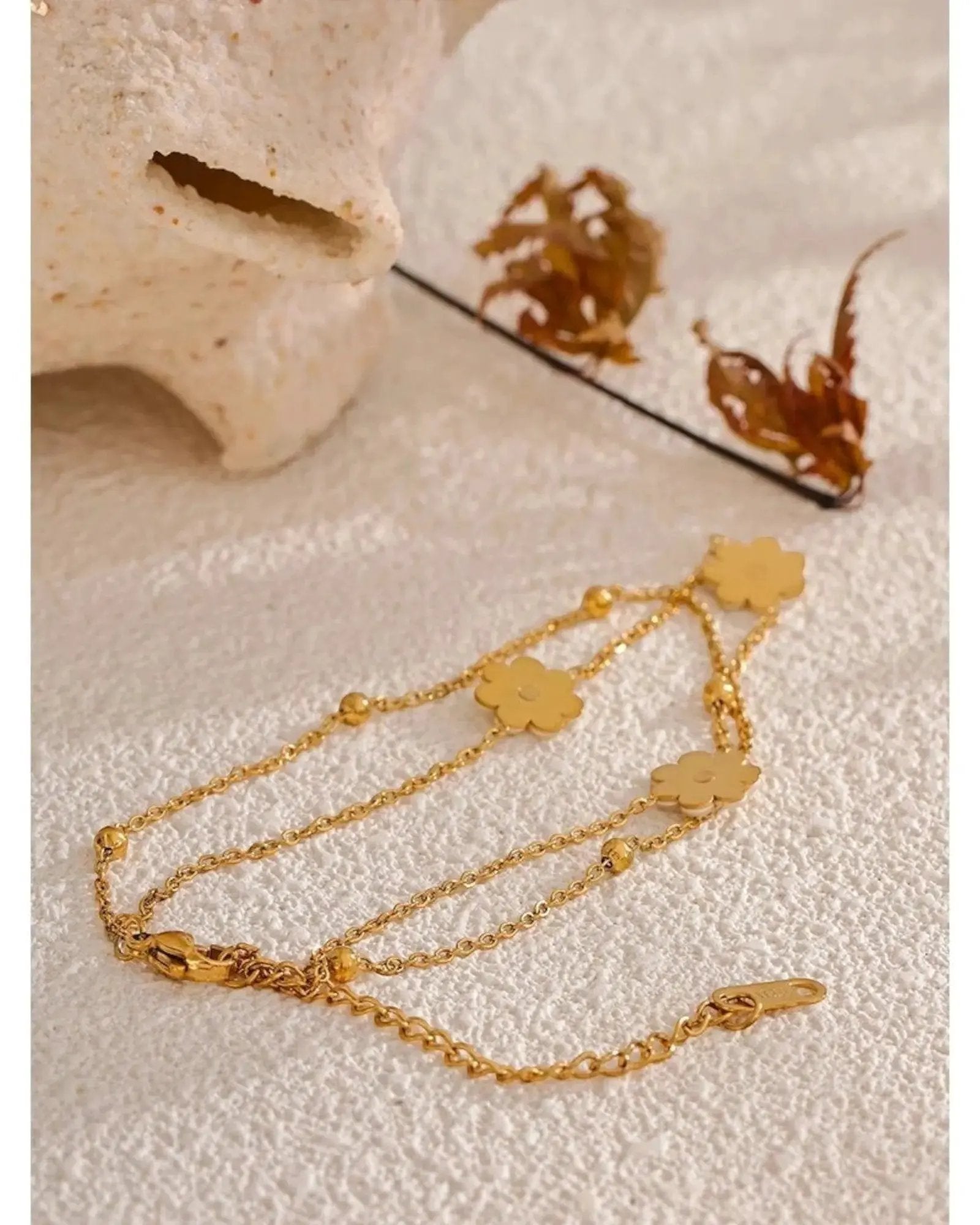 Summer Shell Flower Double Layer Plant Charm Necklace Anklet For Women Jewelry by Poised Me Jewelry Studio
