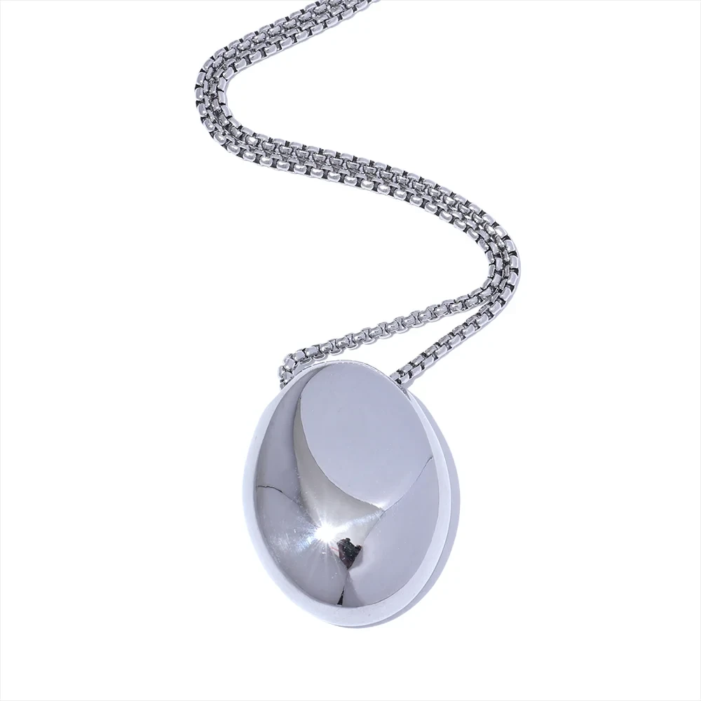 70cm Minimalist Long Unisex Sweater Chain Jewelry 316l Stainless Steel Oval Pendant Necklace for Men Women Waterproof by PoisedMe
