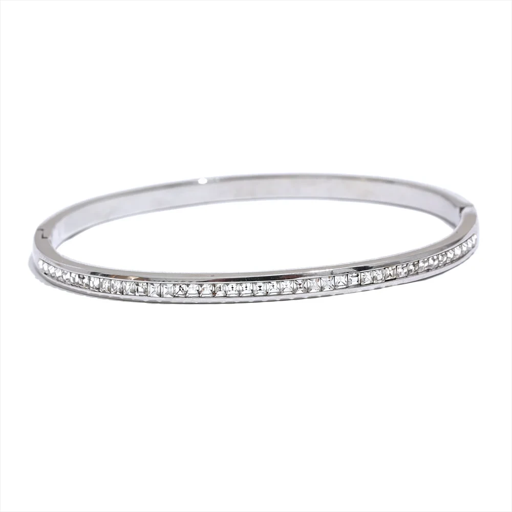 Two Shape Round Square Colorful Cubic Zirconia Stainless Steel Bracelet by PoisedMe