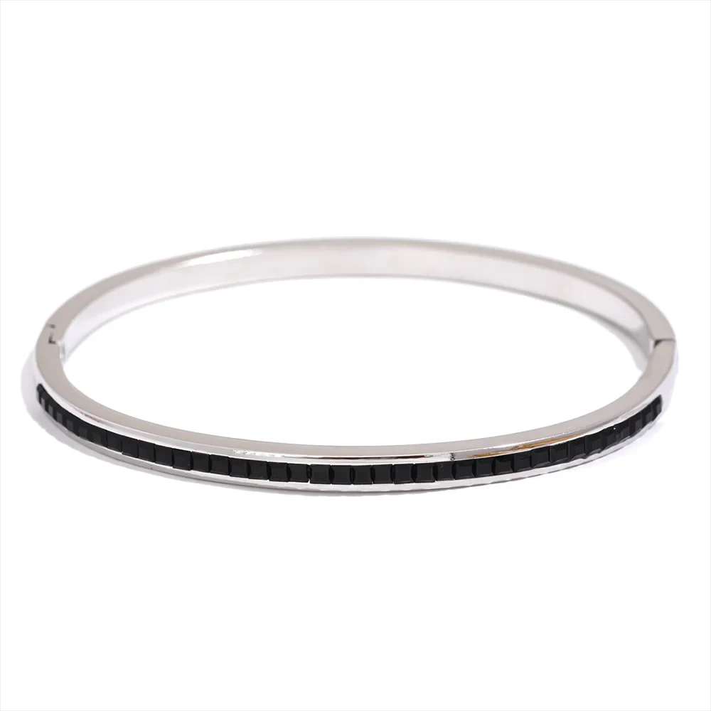 Two Shape Round Square Colorful Cubic Zirconia Stainless Steel Bracelet by PoisedMe