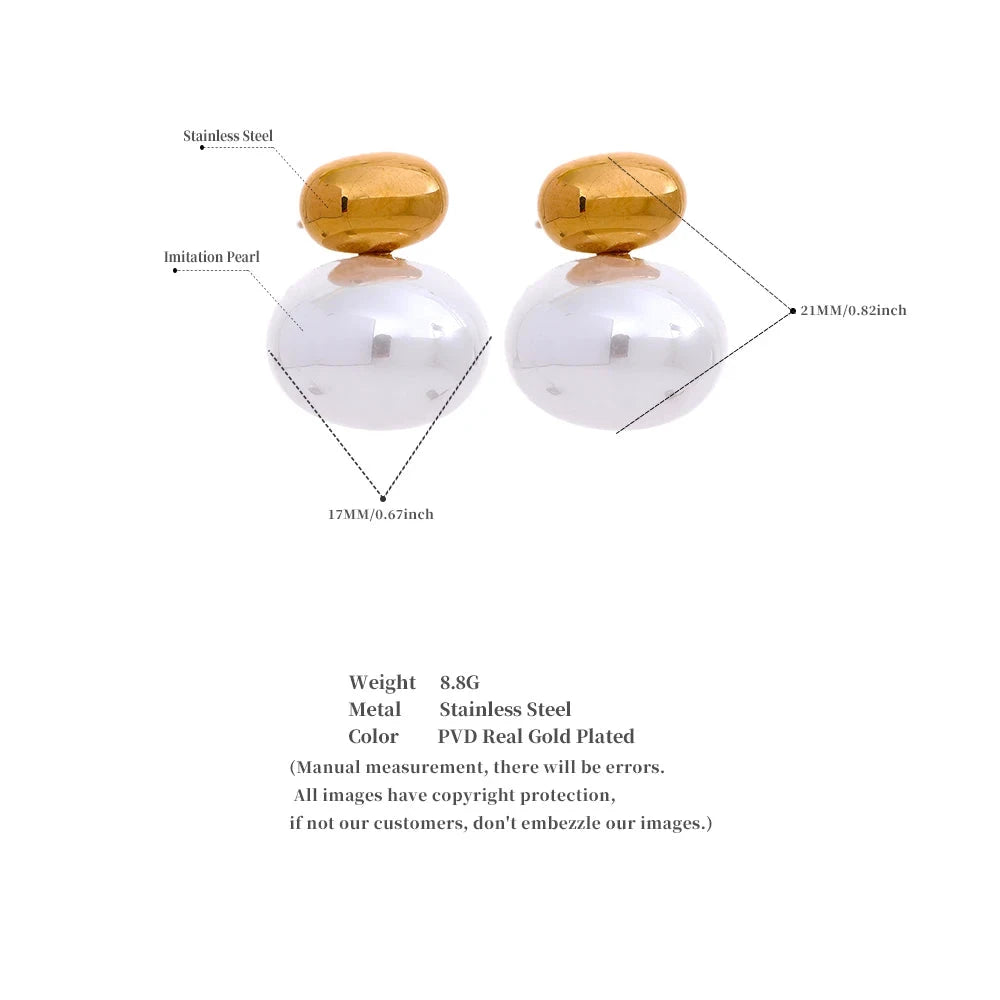 316 Stainless Steel Imitation Pearl Stud Earrings For Women Japan Style by PoisedMe