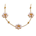 Fashion Imitation Pearls Handmade Flower Beads Chain Necklace Women 18K Gold Color PVD Stainless Steel Jewelry Waterproof by PoisedMe