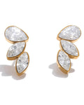 Shiny Cubic Zirconia Wing Stud Earrings Waterproof 18K Plated PVD Stainless Steel For Women by Poised Me Jewelry Studio