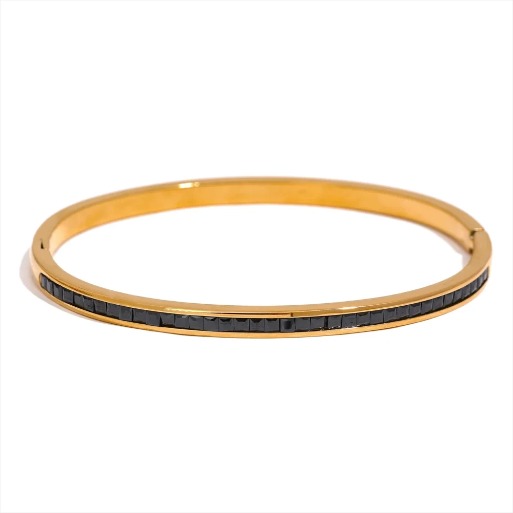 Two Shape Round Square Colorful Cubic Zirconia Stainless Steel Bracelet by PoisedMe