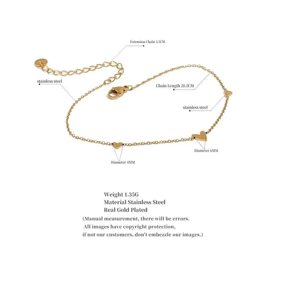 PoisedMe Delicate Heart Charm Anklet - Anklets