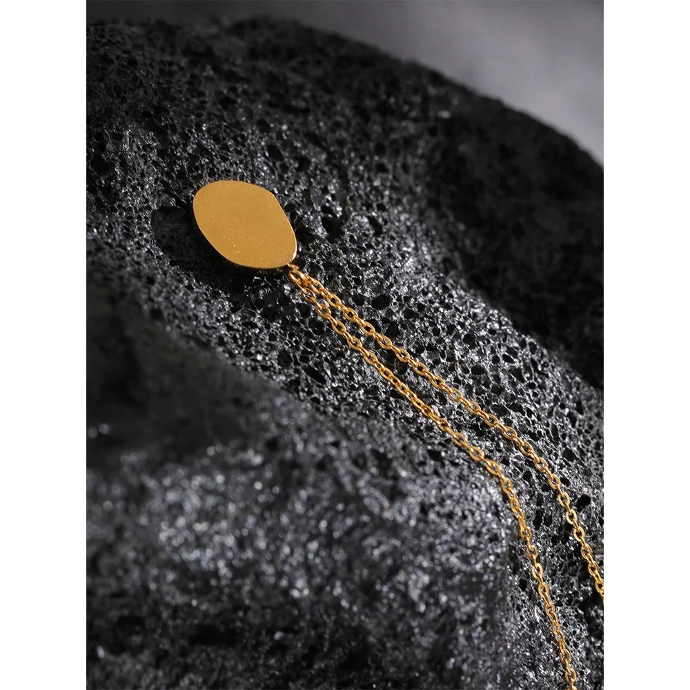 Exquisite Stylish Processed Opal Stone Minimalist Small Chic Pendant Necklace 18k Gold Plated Jewelry for Women Gift by PoisedMe