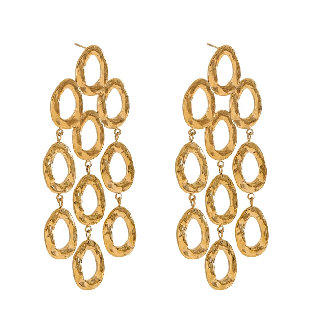 Gold &amp; Silver Dangle Statement Earrings – 18K Plated Stainless Steel | Drop Oval Design, Waterproof Hypoallergenic Jewelry for Women by PoisedMe