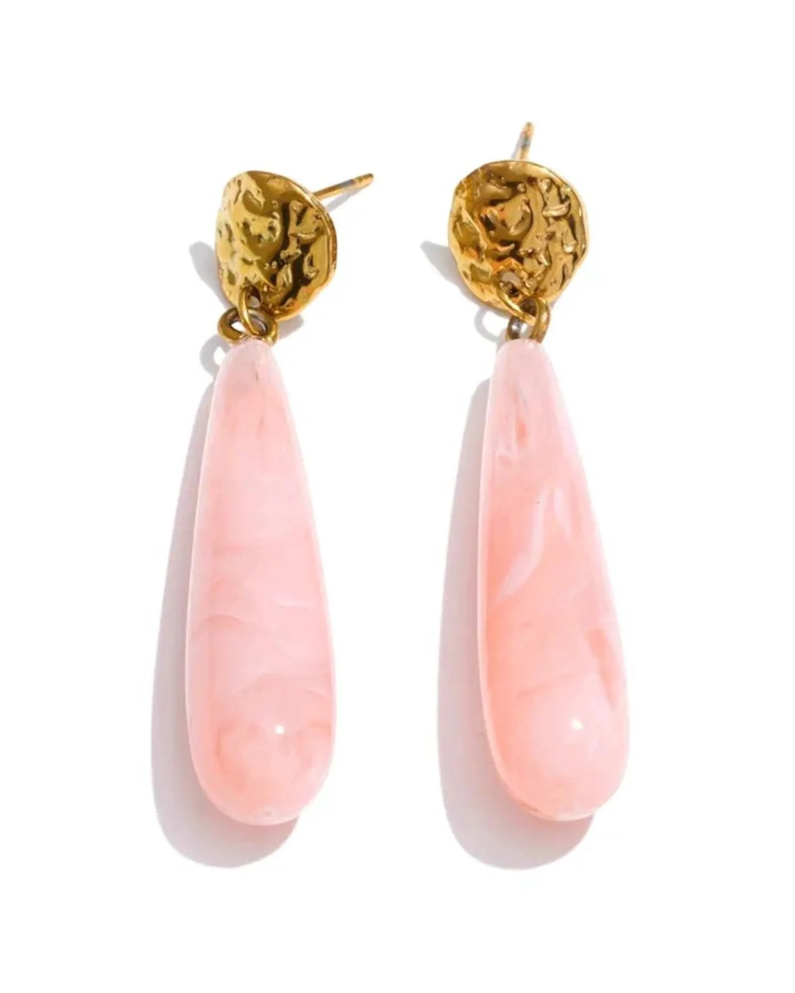 Teardrop Acrylic Resin Dangle 18K Gold PVD Plated Stainless Steel Earrings For Women by Poised Me Jewelry Studio