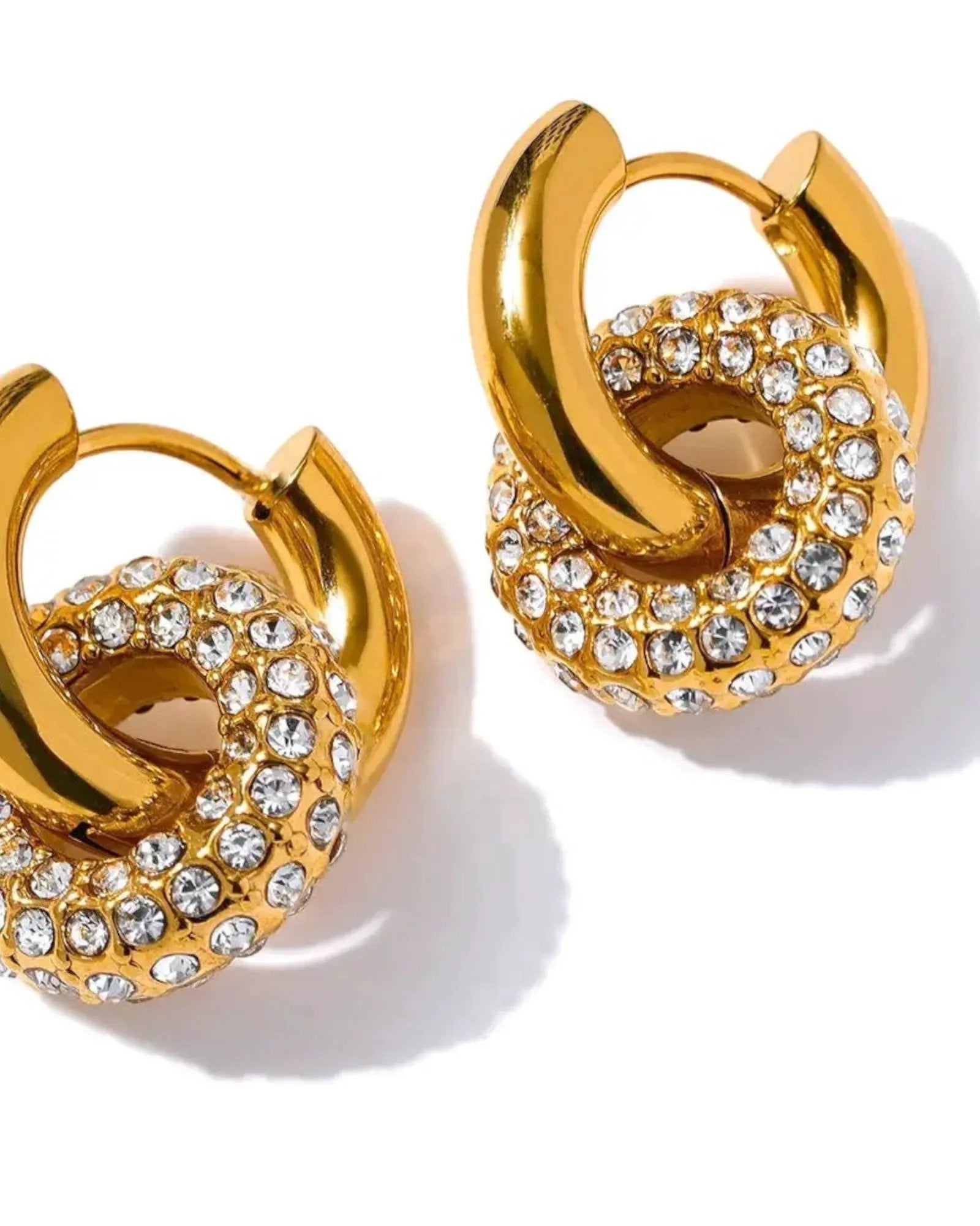 Huggie Hoop Earrings Cubic Zirconia in 18k Gold Plated PVD Stainless Steel by Poised Me Jewelry Studio