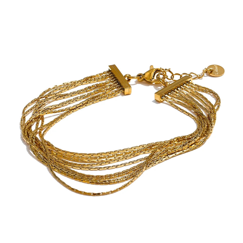 Stainless Steel Multi Layer Bracelet Bangle Jewelry Gold & Platinum PVD Plated Fashion Waterproof Exquisite Chic Chain by PoisedMe