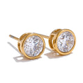 High-Grade AAA Shiny Cubic Zirconia Round Stud Earrings Luxury Stainless Steel Daily Premium Jewelry Accessories by PoisedMe