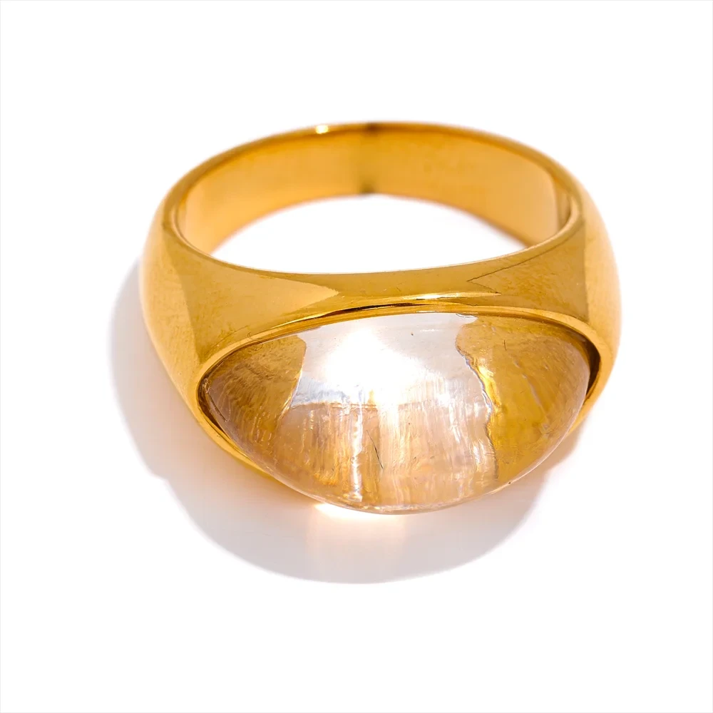 Creative Resin 316L Stainless Steel Geometric Cast Fashion Mysterious Ring Charm High Quality Jewelry Bijoux Women Gift by PoisedMe