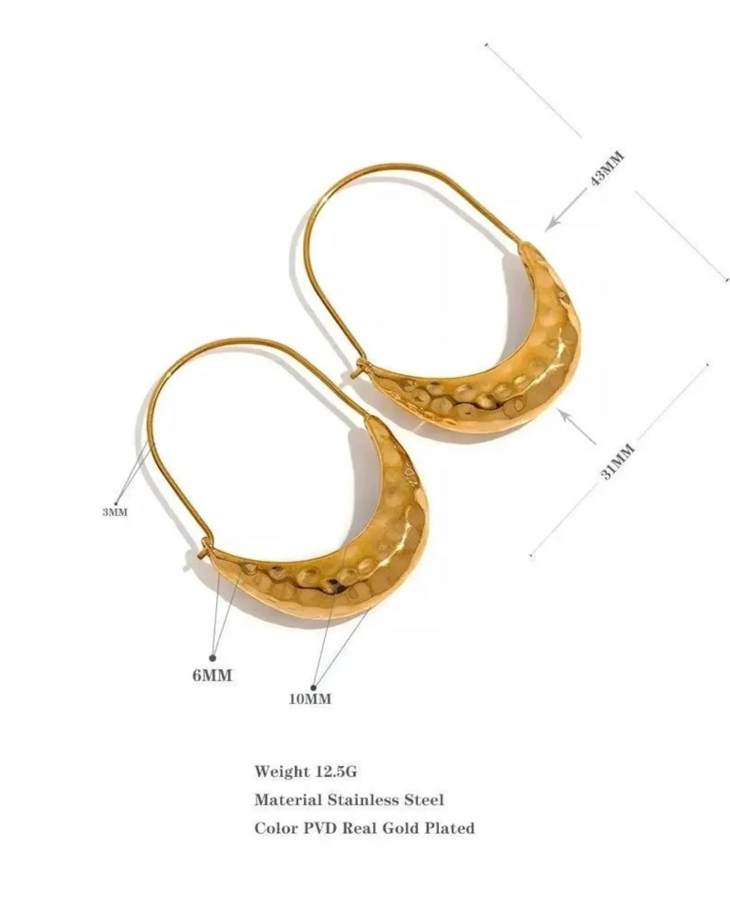 Golden Drop Hoop 18K Gold PVD Plated Stainless Steel Earrings Tarnish Free Minimalist Jewelry by Poised Me Jewelry Studio