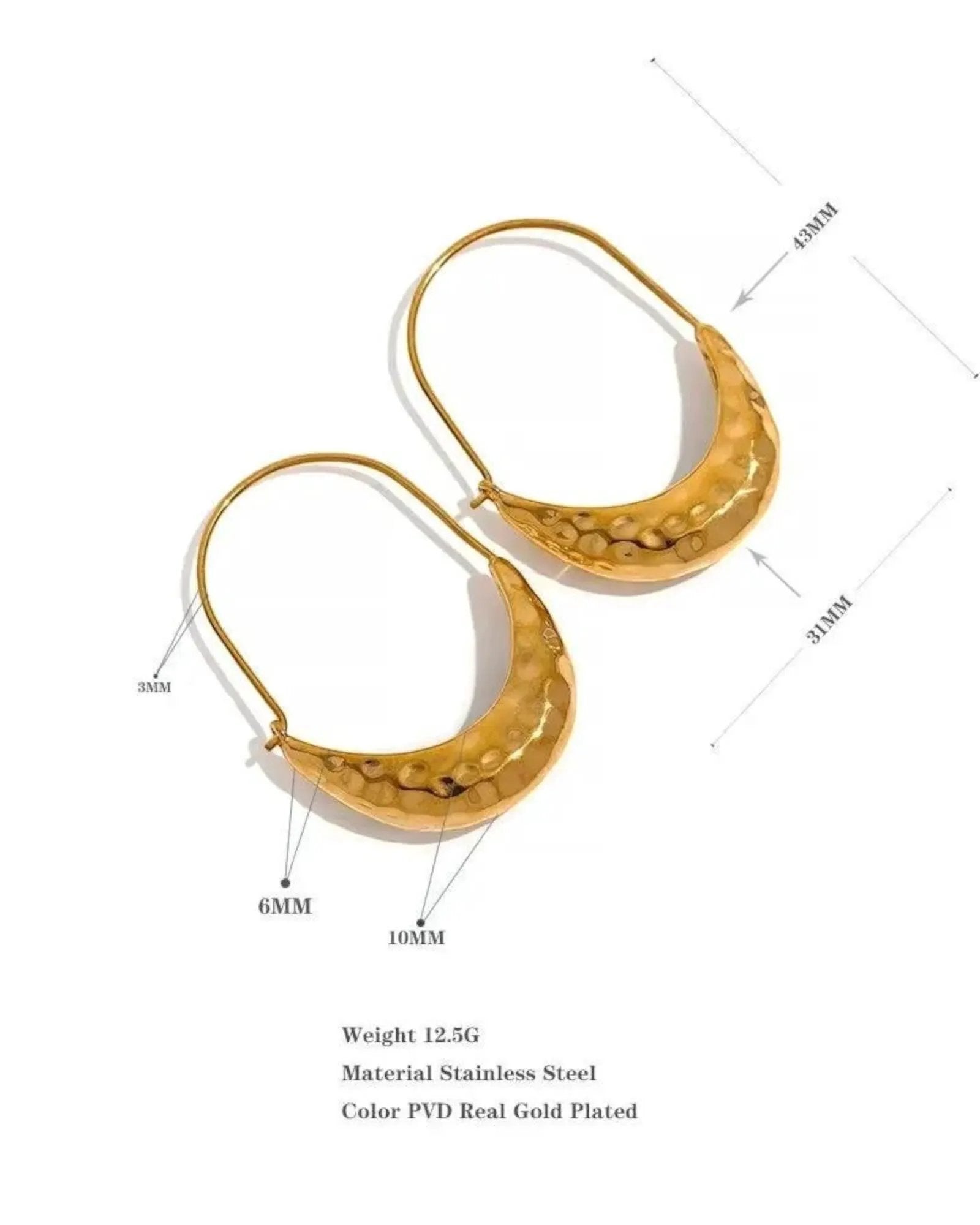 Golden Drop Hoop 18K Gold PVD Plated Stainless Steel Earrings Tarnish Free Minimalist Jewelry by Poised Me Jewelry Studio