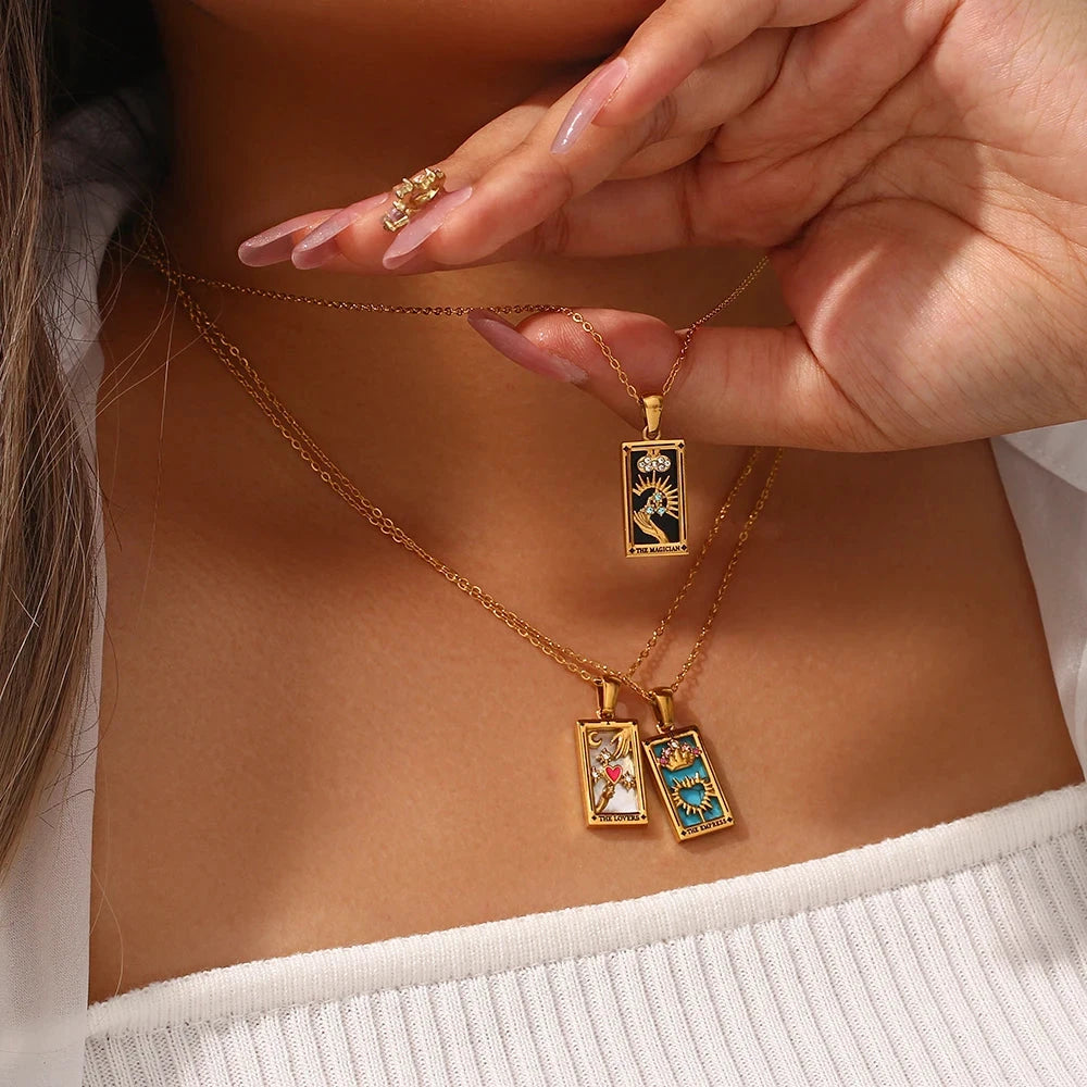 Gold Tarot Pendant Necklace | Tarnish-Free Celestial Jewelry for Women by PoisedMe