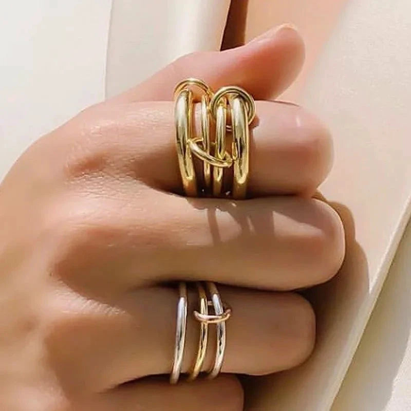 Unique Cool Three/Four Fingers Chain Shape Variable Hiphop Rings Stainless Steel Trendy Accessories Women Men Gifts by PoisedMe