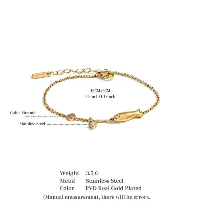 Minimalist Fish Chain Zirconia Bracelet Waterproof PVD Plated Stainless Steel by Poised Me Jewelry Studio