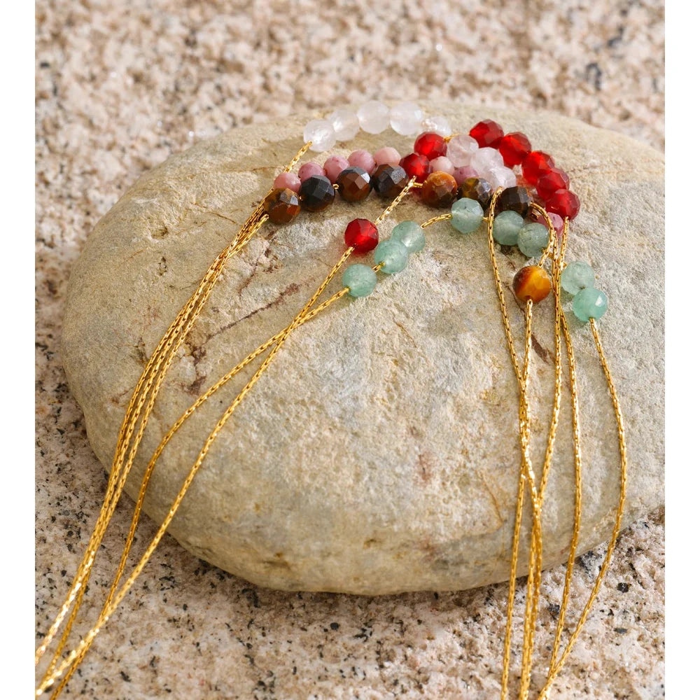 Natural Aventurine Agate Tiger Stone Beads Chain Drop Necklace High Quality Fashion Collar Jewelry Gala Gift Wholesale by PoisedMe